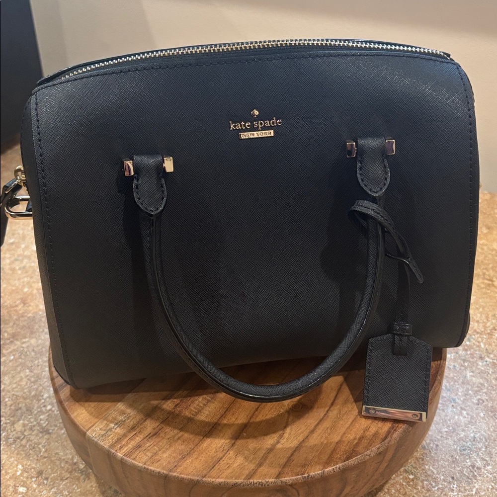 kate spade cameron st large lane satchel round leather tote bag black.